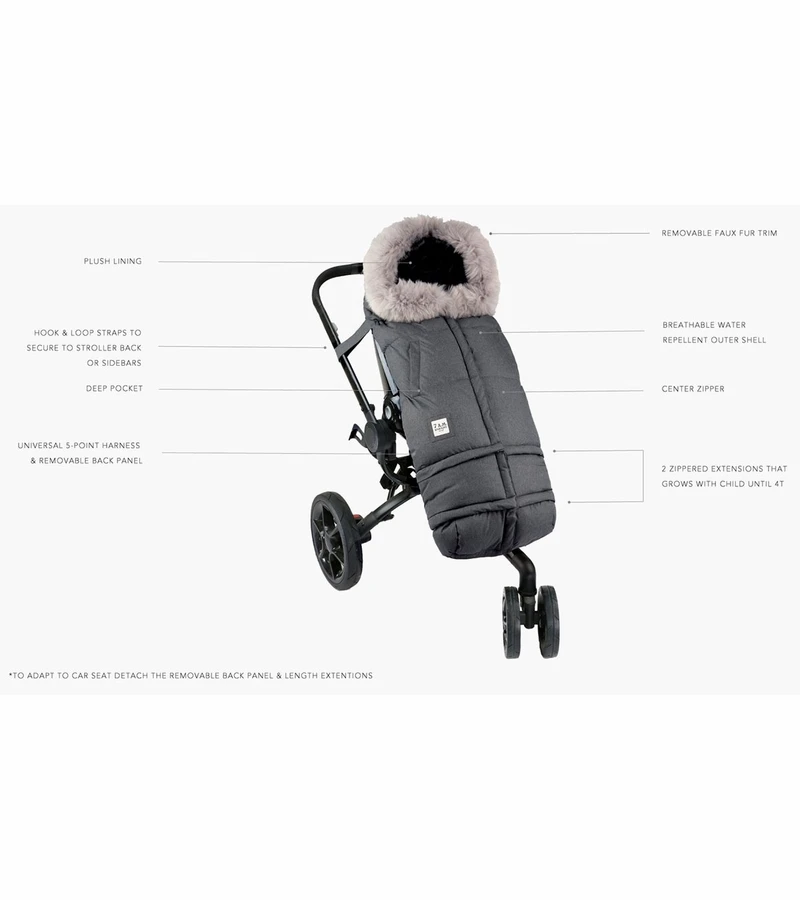 7 A.M. Enfant Blanket 212 Evolution Tundra Footmuff - Heather Grey Dark 4 7 A.M. Enfant Blanket 212 Evolution Tundra Footmuff - Heather Grey Dark - Image 4