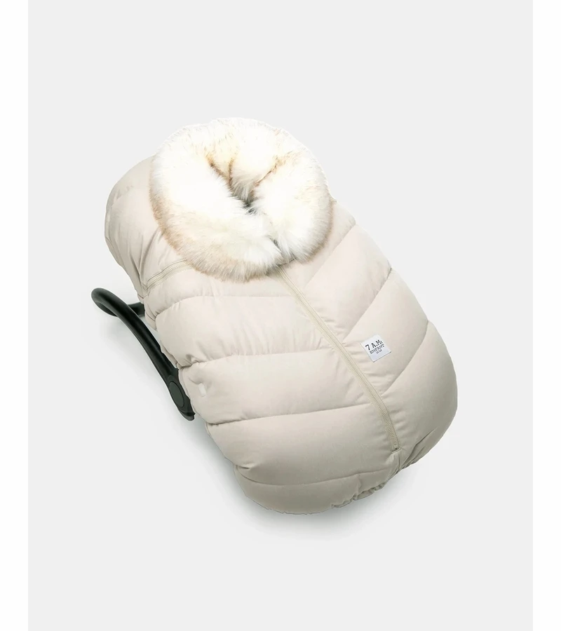 7 A.M. Enfant Car Seat Cocoon Tundra - Heather Beige / White Faux Fur 2 7 A.M. Enfant Car Seat Cocoon Tundra - Heather Beige / White Faux Fur - Image 2