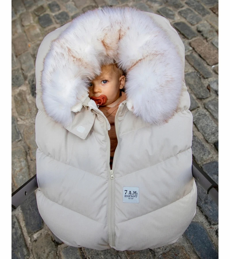 7 A.M. Enfant Car Seat Cocoon Tundra - Heather Beige / White Faux Fur 7 7 A.M. Enfant Car Seat Cocoon Tundra - Heather Beige / White Faux Fur - Image 7