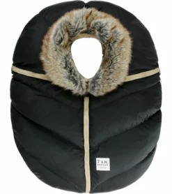 7 A.M. Enfant Cocoon Car Seat Cover - Black Faux Fur