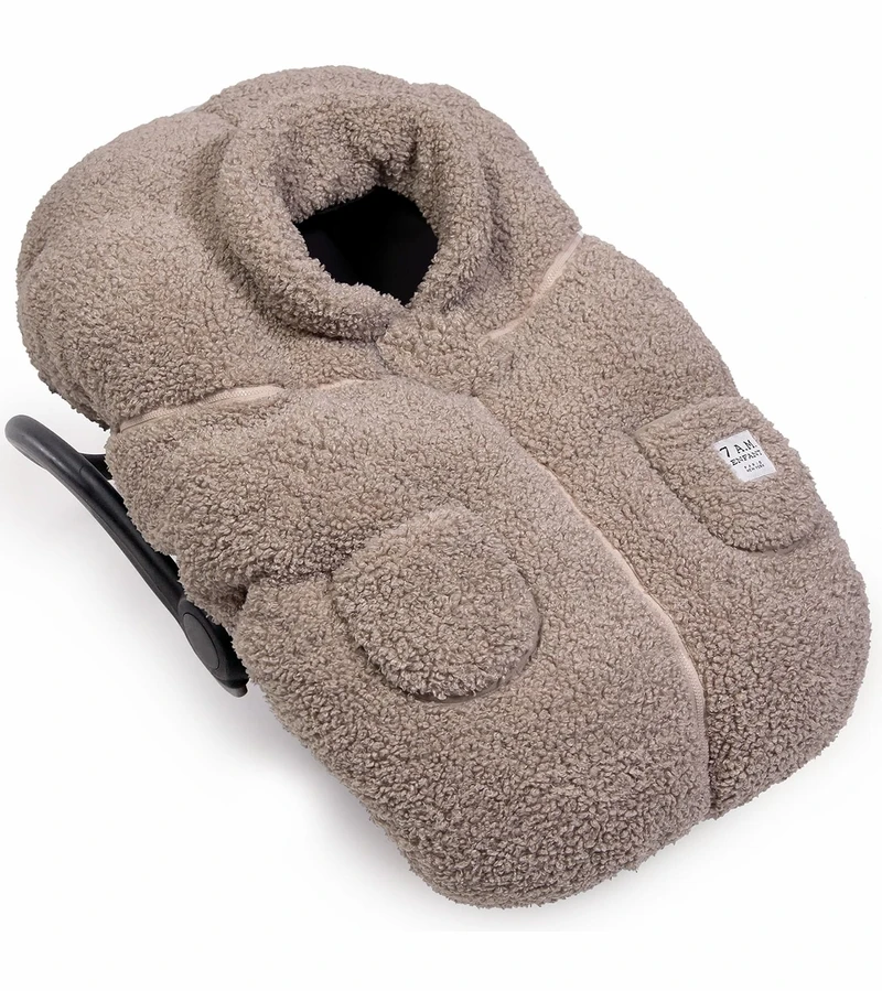 7 A.M. Enfant Cocoon Car Seat Cover - Teddy - Oatmeal Teddy 2 7 A.M. Enfant Cocoon Car Seat Cover - Teddy - Oatmeal Teddy - Image 2