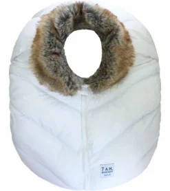 7 A.M. Enfant Cocoon Car Seat Cover - White Faux Fur