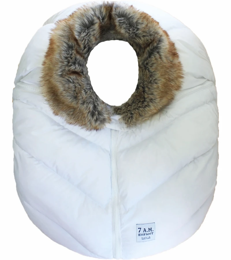 7 A.M. Enfant Cocoon Car Seat Cover - White Faux Fur 1 7 A.M. Enfant Cocoon Car Seat Cover - White Faux Fur