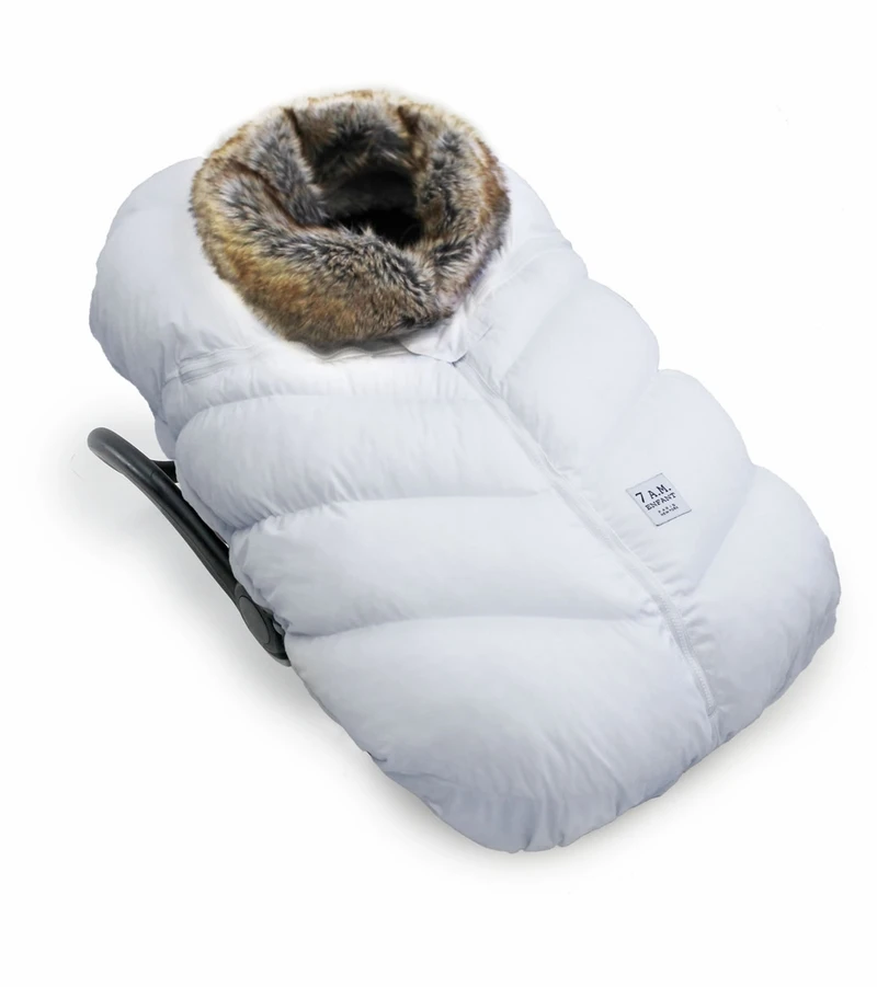 7 A.M. Enfant Cocoon Car Seat Cover - White Faux Fur 2 7 A.M. Enfant Cocoon Car Seat Cover - White Faux Fur - Image 2