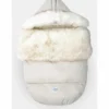 7 A.M. Enfant Plushpod Footmuff - Tundra Heather Beige / White Faux Fur (0-18m)
