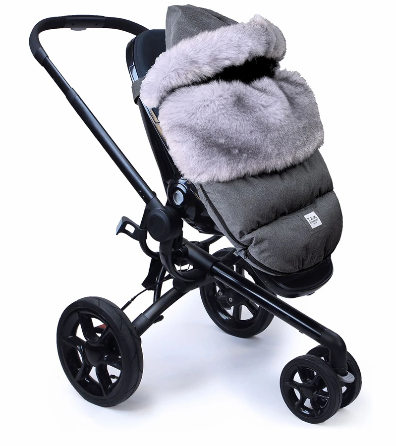 7 A.M. Enfant Plushpod Footmuff - Tundra - Heather Grey Dark - Arctic Faux Fur (0-18m) 2 7 A.M. Enfant Plushpod Footmuff - Tundra - Heather Grey Dark - Arctic Faux Fur (0-18m) - Image 2