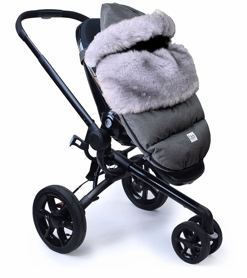 7 A.M. Enfant Plushpod Footmuff - Tundra - Heather Grey Dark - Arctic Faux Fur (18m-3T) 2 7 A.M. Enfant Plushpod Footmuff - Tundra - Heather Grey Dark - Arctic Faux Fur (18m-3T) - Image 2
