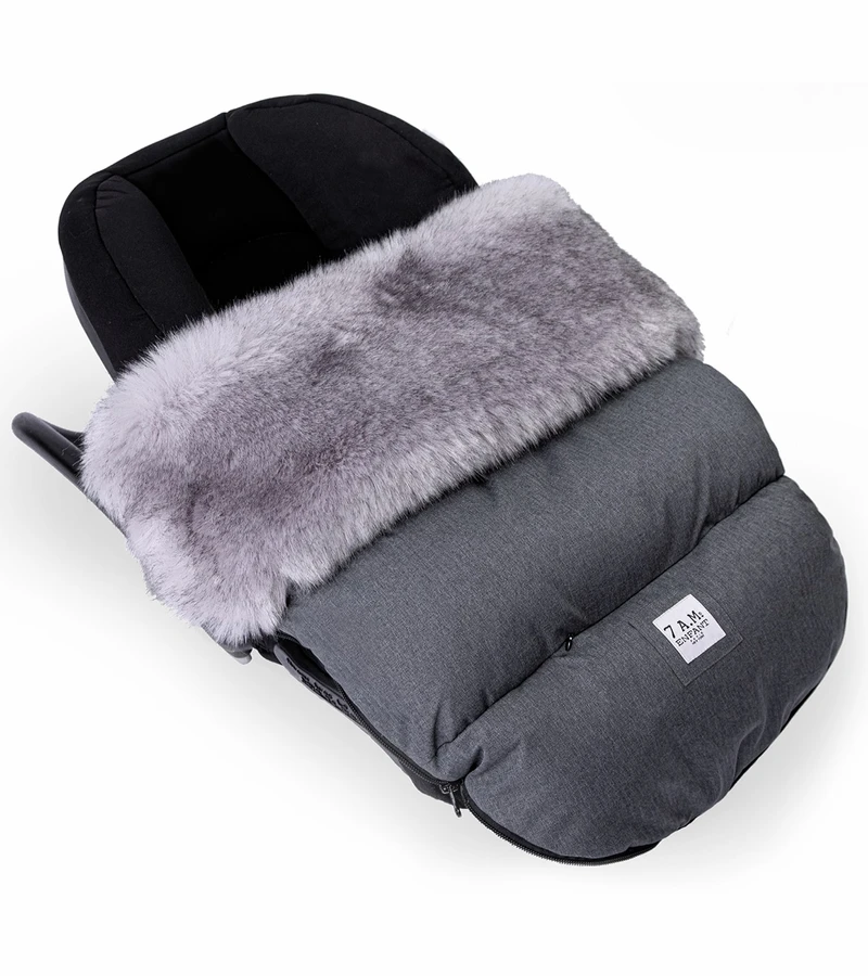 7 A.M. Enfant Plushpod Footmuff - Tundra - Heather Grey Dark - Arctic Faux Fur (18m-3T) 3 7 A.M. Enfant Plushpod Footmuff - Tundra - Heather Grey Dark - Arctic Faux Fur (18m-3T) - Image 3