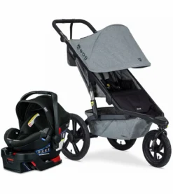 BOB Alterrain Jogging Stroller + Britax B-Safe Ultra Gen1 Infant Car Seat Travel System Bundle - Melange Gray/StayClean Gray