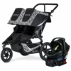 BOB Revolution Flex 3.0 Duallie Double Jogging Stroller + Britax B-Safe Ultra Gen1 Infant Car Seat Travel System Bundle - Lunar Black/StayClean Gray