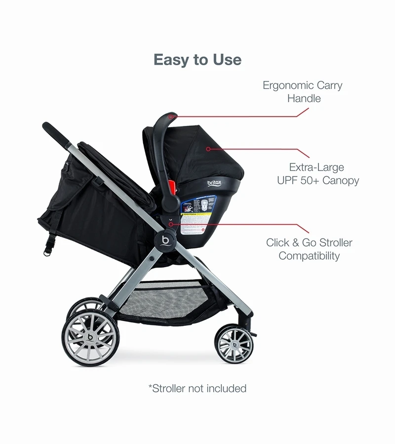 Britax B-Agile 3 & B-Safe Gen2 Travel System Bundle - Black / Eclipse Black 6 Britax B-Agile 3 & B-Safe Gen2 Travel System Bundle - Black / Eclipse Black - Image 6