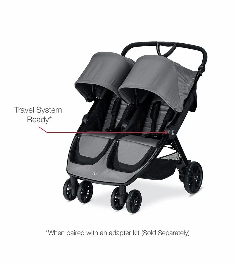 Britax B-Lively Double Stroller + B-Safe Gen2 Travel System - Dove / Black 3 Britax B-Lively Double Stroller + B-Safe Gen2 Travel System - Dove / Black - Image 3