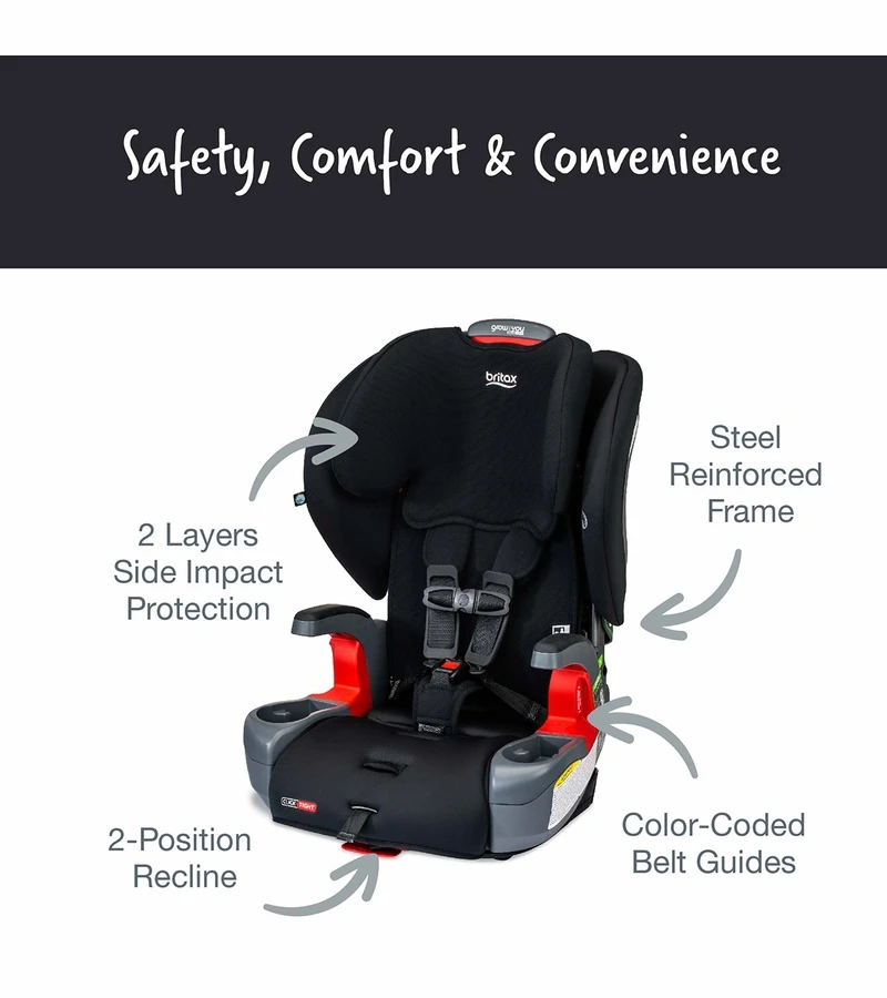 Britax Grow With You ClickTight Harness Booster Car Seat - Black Contour 3 Britax Grow With You ClickTight Harness Booster Car Seat - Black Contour - Image 3