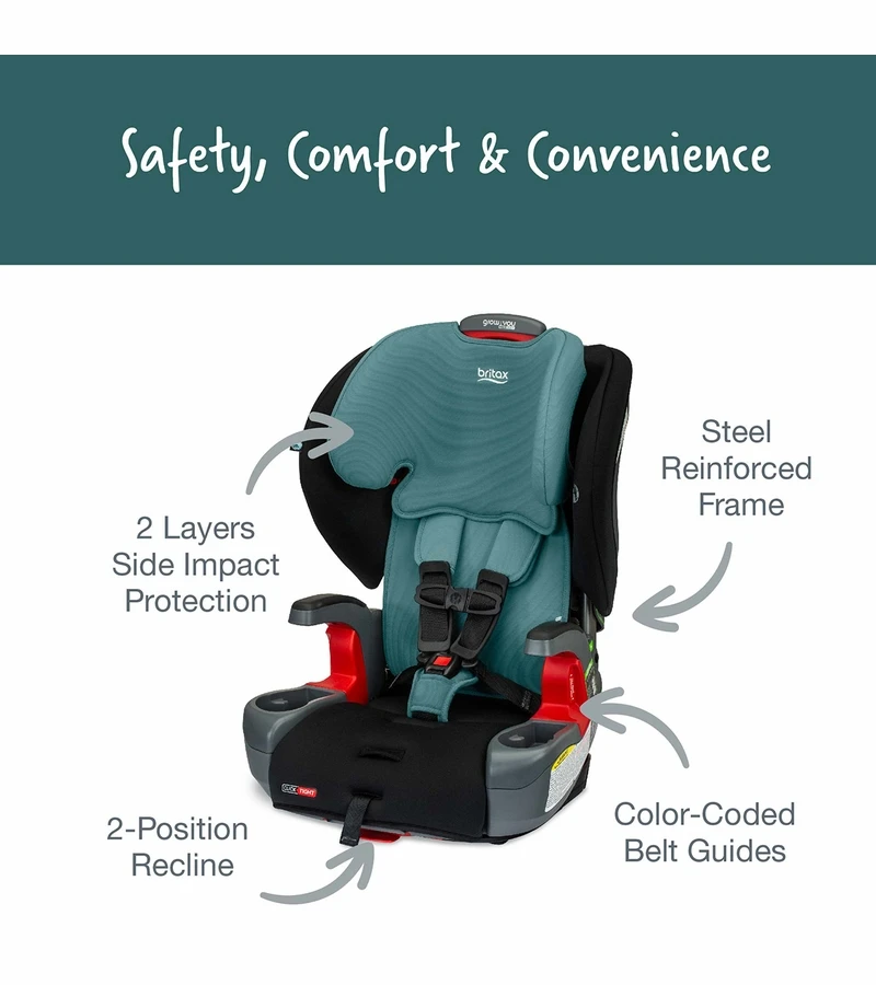 Britax Grow With You ClickTight Harness Booster Car Seat - Green Contour 3 Britax Grow With You ClickTight Harness Booster Car Seat - Green Contour - Image 3