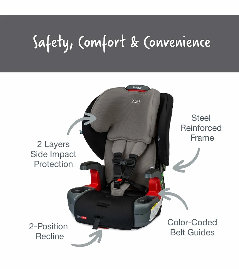 Britax Grow With You ClickTight Harness Booster Car Seat - Grey Contour 3 Britax Grow With You ClickTight Harness Booster Car Seat - Grey Contour - Image 3