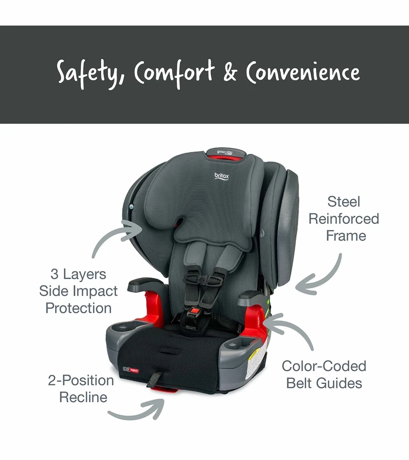 Britax Grow With You ClickTight Plus Harness Booster Car Seat - Black Ombre 3 Britax Grow With You ClickTight Plus Harness Booster Car Seat - Black Ombre - Image 3