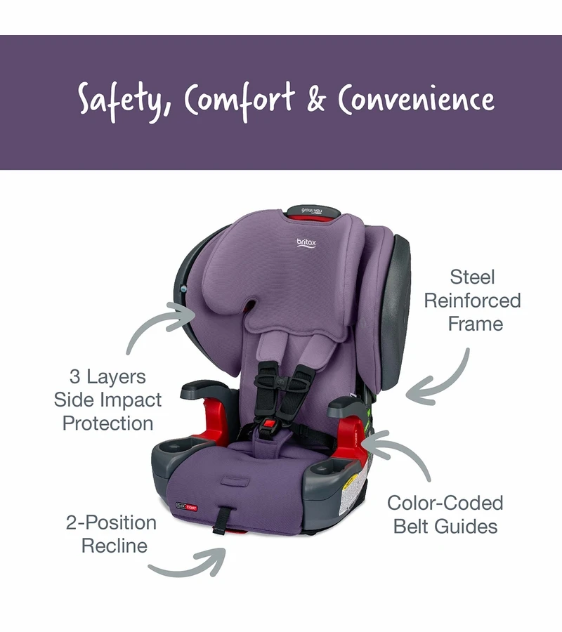 Britax Grow With You ClickTight Plus Harness Booster Car Seat - Purple Ombre 3 Britax Grow With You ClickTight Plus Harness Booster Car Seat - Purple Ombre - Image 3