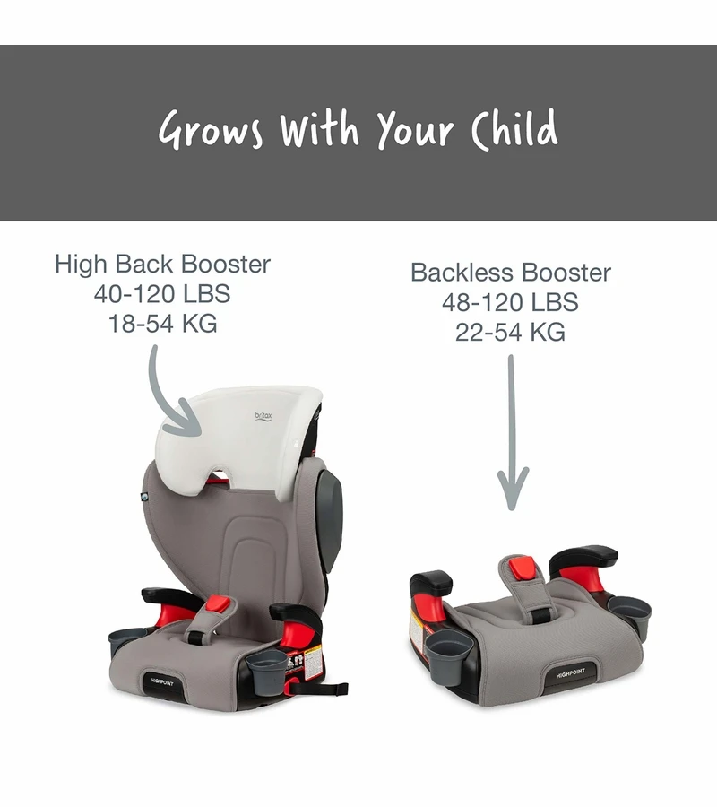 Britax Highpoint 2-Stage Belt Positioning Booster Car Seat - Gray Ombre 2 Britax Highpoint 2-Stage Belt Positioning Booster Car Seat - Gray Ombre - Image 2