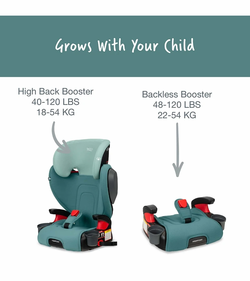 Britax Highpoint 2-Stage Belt Positioning Booster Car Seat - Green Ombre 2 Britax Highpoint 2-Stage Belt Positioning Booster Car Seat - Green Ombre - Image 2