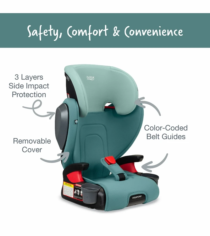 Britax Highpoint 2-Stage Belt Positioning Booster Car Seat - Green Ombre 3 Britax Highpoint 2-Stage Belt Positioning Booster Car Seat - Green Ombre - Image 3