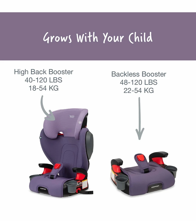 Britax Highpoint 2-Stage Belt Positioning Booster Car Seat - Purple Ombre 2 Britax Highpoint 2-Stage Belt Positioning Booster Car Seat - Purple Ombre - Image 2