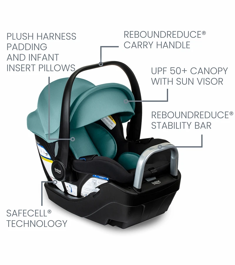 Britax Willow S Infant Car Seat With Alpine Anti-Rebound Base - Jade Onyx 3 Britax Willow S Infant Car Seat With Alpine Anti-Rebound Base - Jade Onyx - Image 3