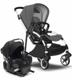 Bugaboo Bee6 + Turtle One Travel System - Aluminum/Grey/Grey Melange/Black