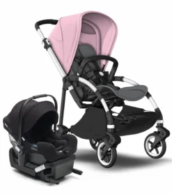 Bugaboo Bee6 + Turtle One Travel System - Aluminum/Grey/Soft Pink/Black