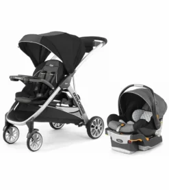 Chicco BravoFor2 Standing/Sitting Double Stroller + Keyfit 30 Travel System Bundle - Iron / Orion