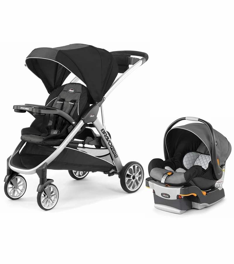 Chicco BravoFor2 Standing/Sitting Double Stroller + Keyfit 30 Travel System Bundle - Iron / Orion 1 Chicco BravoFor2 Standing/Sitting Double Stroller + Keyfit 30 Travel System Bundle - Iron / Orion