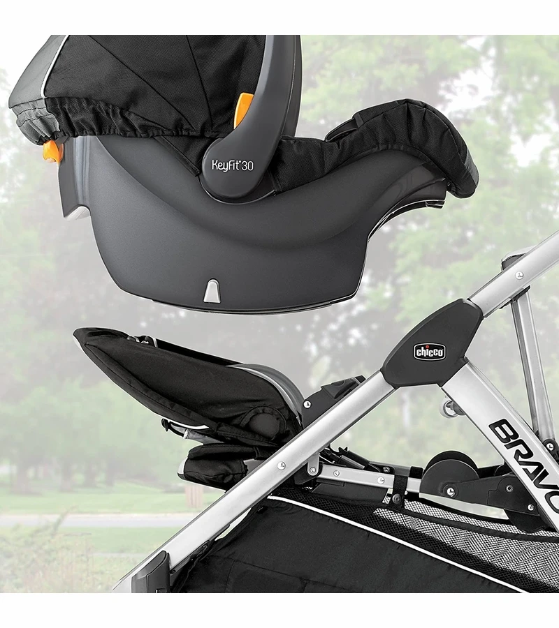 Chicco BravoFor2 Standing/Sitting Double Stroller + Keyfit 30 Travel System Bundle - Iron / Orion 4 Chicco BravoFor2 Standing/Sitting Double Stroller + Keyfit 30 Travel System Bundle - Iron / Orion - Image 4