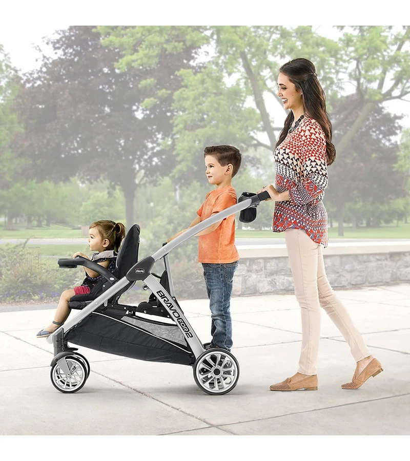 Chicco BravoFor2 Standing/Sitting Double Stroller + Keyfit 30 Travel System Bundle - Iron / Orion 5 Chicco BravoFor2 Standing/Sitting Double Stroller + Keyfit 30 Travel System Bundle - Iron / Orion - Image 5