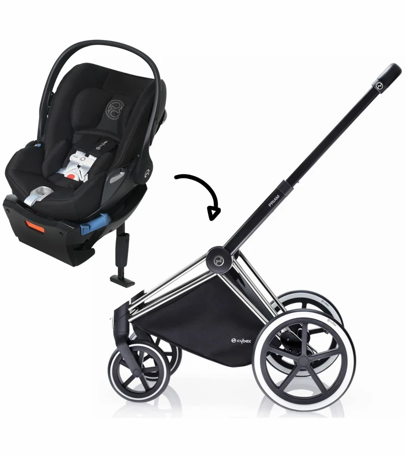 Cybex 2017 / 2018 Priam Frame + Cloud Q SensorSafe Reclining Infant Car Seat - Trekking Chrome / Stardust Black 1 Cybex 2017 / 2018 Priam Frame + Cloud Q SensorSafe Reclining Infant Car Seat - Trekking Chrome / Stardust Black