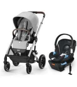 Cybex Balios S Lux 2 Stroller + Aton 2 SensorSafe Travel System Bundle - Silver Frame / Lava Grey / Lavastone Black