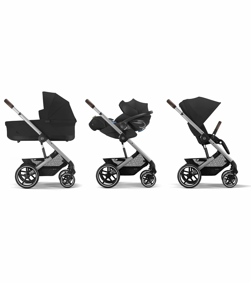 Cybex Balios S Lux 2 Stroller + Aton 2 SensorSafe Travel System Bundle - Silver Frame / Moon Black / Lavastone Black 3 Cybex Balios S Lux 2 Stroller + Aton 2 SensorSafe Travel System Bundle - Silver Frame / Moon Black / Lavastone Black - Image 3