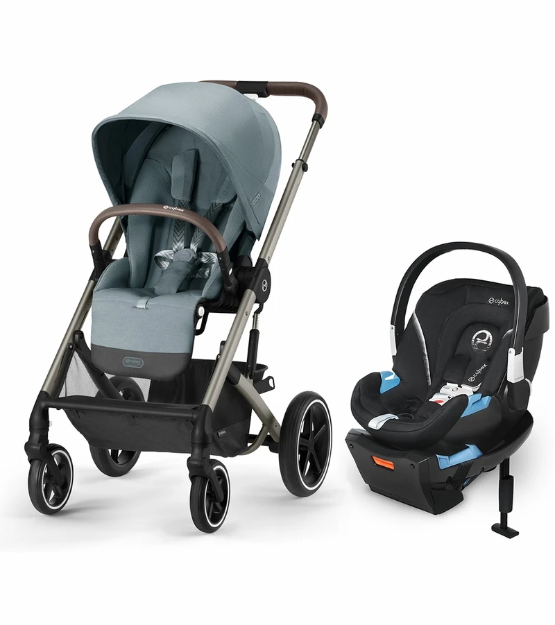 Cybex Balios S Lux 2 Stroller + Aton 2 SensorSafe Travel System Bundle - Taupe Frame / Sky Blue / Lavastone Black 1 Cybex Balios S Lux 2 Stroller + Aton 2 SensorSafe Travel System Bundle - Taupe Frame / Sky Blue / Lavastone Black