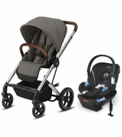 Cybex Balios S Lux Full Size Stroller + Aton 2 SensorSafe Travel System Bundle - Soho Grey / Lavastone Black