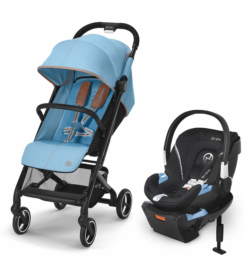 Cybex Beezy 2 Compact Stroller + Aton 2 SensorSafe Travel System Bundle - Beach Blue / Lavastone Black 1 Cybex Beezy 2 Compact Stroller + Aton 2 SensorSafe Travel System Bundle - Beach Blue / Lavastone Black