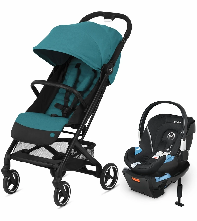 Cybex Beezy Compact Stroller + Aton 2 SensorSafe Travel System Bundle - River Blue / Lavastone Black 1 Cybex Beezy Compact Stroller + Aton 2 SensorSafe Travel System Bundle - River Blue / Lavastone Black