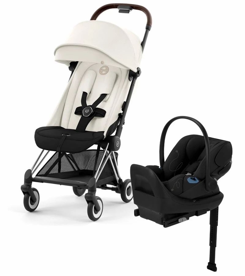 Cybex COYA Compact Stroller + Cloud G Lux SensorSafe Travel System Bundle - Chrome / Off White / Moon Black 1 Cybex COYA Compact Stroller + Cloud G Lux SensorSafe Travel System Bundle - Chrome / Off White / Moon Black