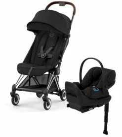 Cybex COYA Compact Stroller + Cloud G Lux SensorSafe Travel System Bundle - Chrome / Sepia Black / Moon Black