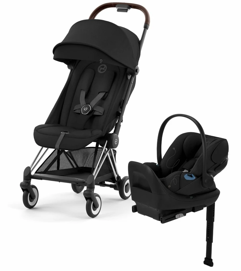 Cybex COYA Compact Stroller + Cloud G Lux SensorSafe Travel System Bundle - Chrome / Sepia Black / Moon Black 1 Cybex COYA Compact Stroller + Cloud G Lux SensorSafe Travel System Bundle - Chrome / Sepia Black / Moon Black