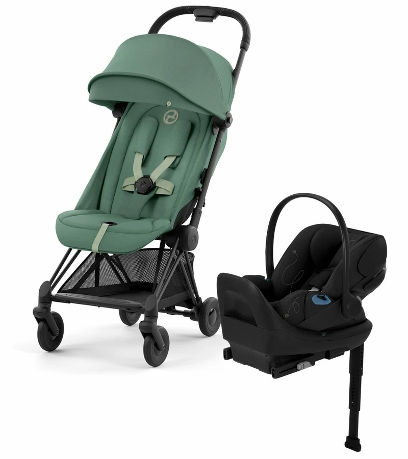 Cybex COYA Compact Stroller + Cloud G Lux SensorSafe Travel System Bundle - Matte Black / Leaf Green / Moon Black 1 Cybex COYA Compact Stroller + Cloud G Lux SensorSafe Travel System Bundle - Matte Black / Leaf Green / Moon Black