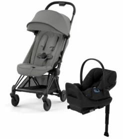 Cybex COYA Compact Stroller + Cloud G Lux SensorSafe Travel System Bundle - Matte Black / Mirage Grey / Moon Black