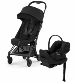 Cybex COYA Compact Stroller + Cloud G Lux SensorSafe Travel System Bundle - Matte Black / Sepia Black / Moon Black