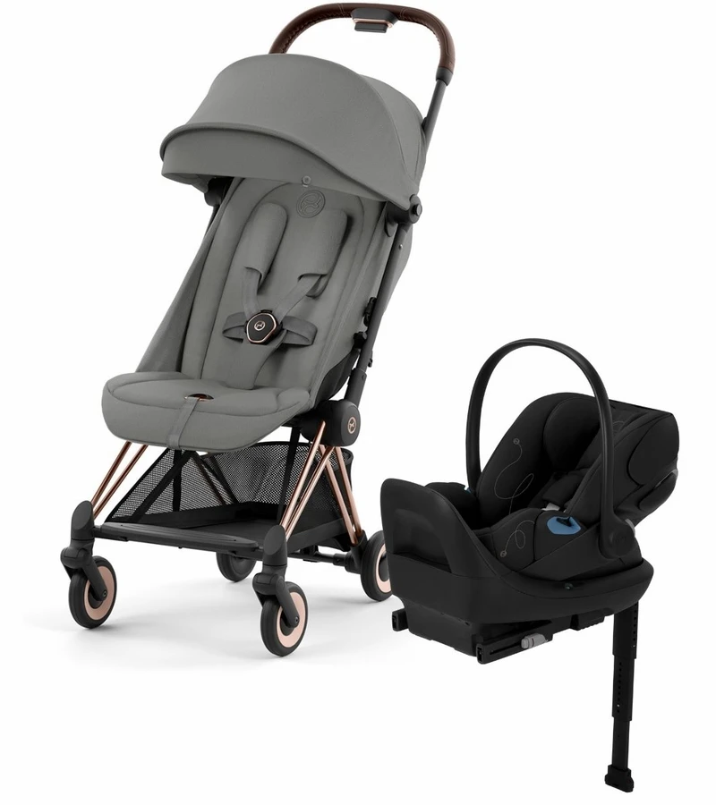 Cybex COYA Compact Stroller + Cloud G Lux SensorSafe Travel System Bundle - Rose Gold / Mirage Grey / Moon Black 1 Cybex COYA Compact Stroller + Cloud G Lux SensorSafe Travel System Bundle - Rose Gold / Mirage Grey / Moon Black