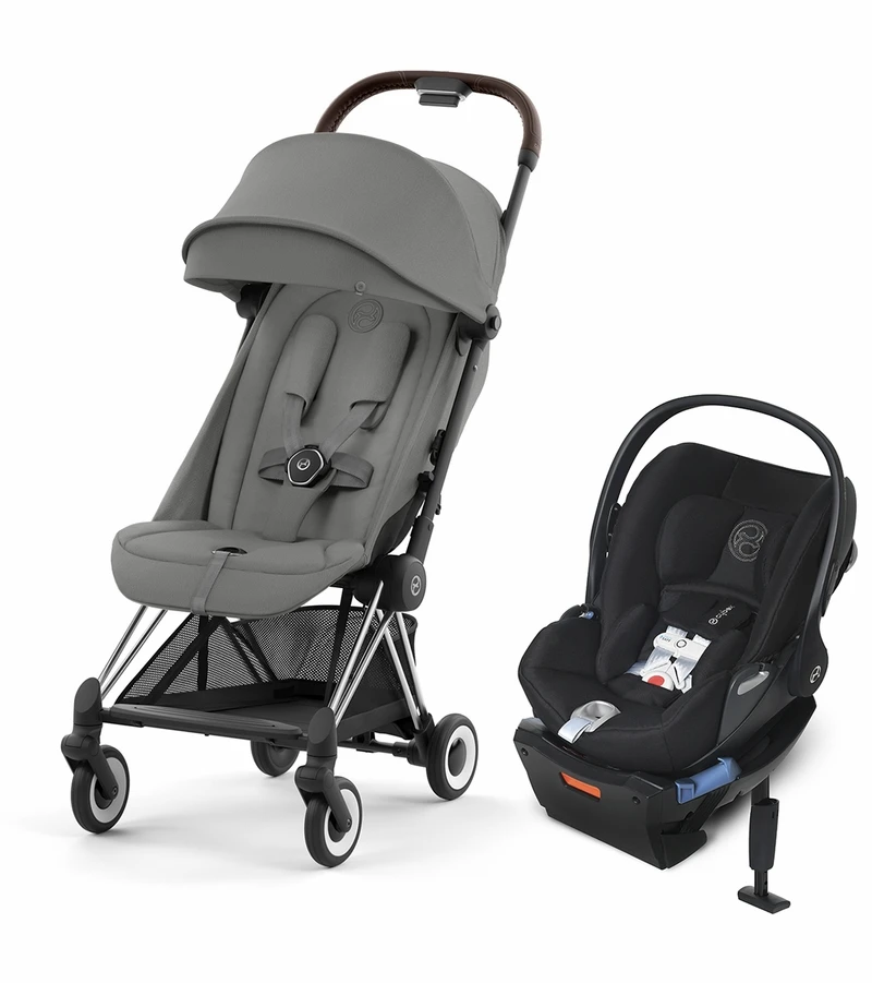 Cybex COYA Compact Stroller + Cloud Q SensorSafe Travel System Bundle - Chrome / Mirage Grey / Stardust Black 1 Cybex COYA Compact Stroller + Cloud Q SensorSafe Travel System Bundle - Chrome / Mirage Grey / Stardust Black