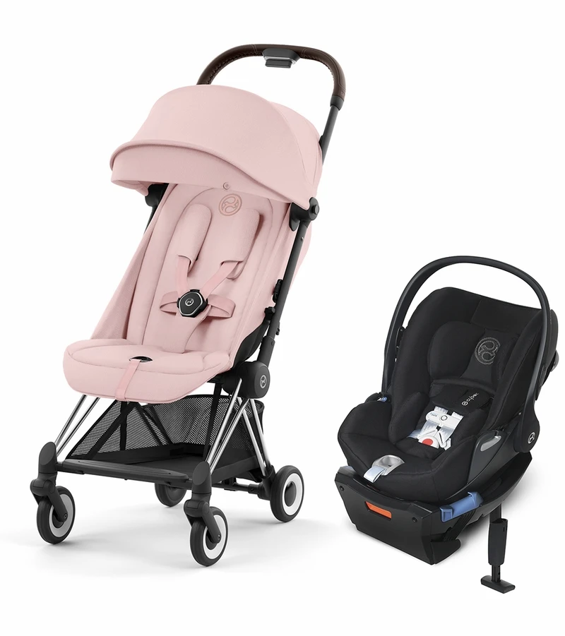 Cybex COYA Compact Stroller + Cloud Q SensorSafe Travel System Bundle - Chrome / Peach Pink / Stardust Black 1 Cybex COYA Compact Stroller + Cloud Q SensorSafe Travel System Bundle - Chrome / Peach Pink / Stardust Black