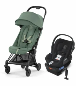 Cybex COYA Compact Stroller + Cloud Q SensorSafe Travel System Bundle - Matte Black / Leaf Green / Stardust Black