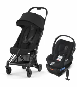 Cybex COYA Compact Stroller + Cloud Q SensorSafe Travel System Bundle - Matte Black / Sepia Black / Stardust Black